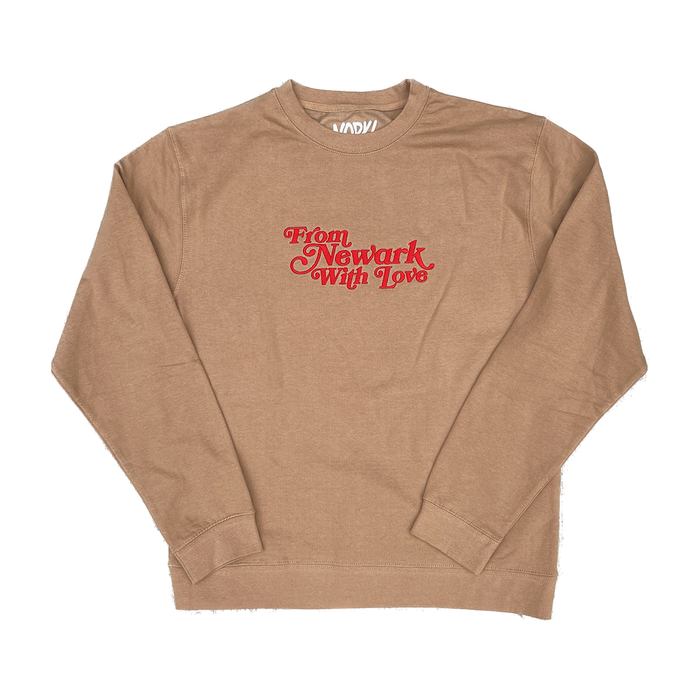 From Newark With Love Embroidered Sweatshirt (Sand)